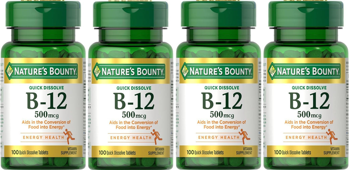 Bouteille de Nature's Bounty Vitamine B-12 500 mcg, vue avant