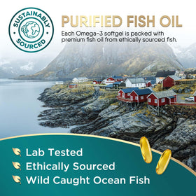 Bouteille de Nature's Choice Huile de Poisson Omega 3 sur une table