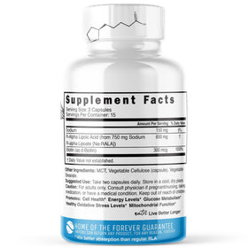 Bouteille de Nature's Fusions Acide Alpha-Lipoïque avec étiquette