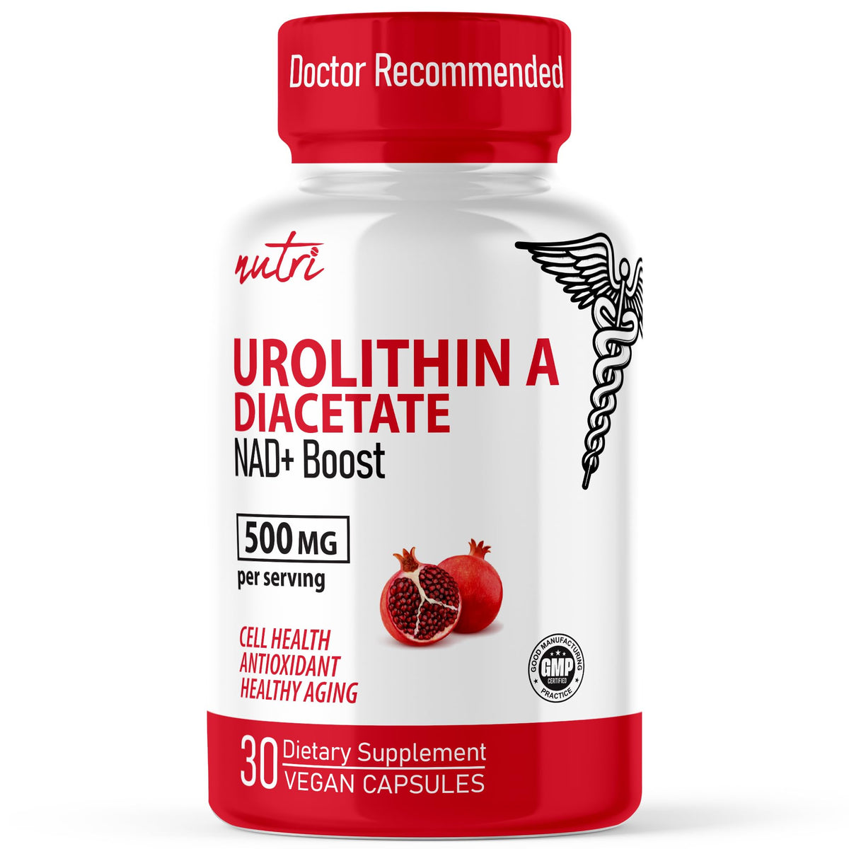 Bouteille de Nature's Fusions Urolithin A Diacetate 500mg avec 30 gélules végétales