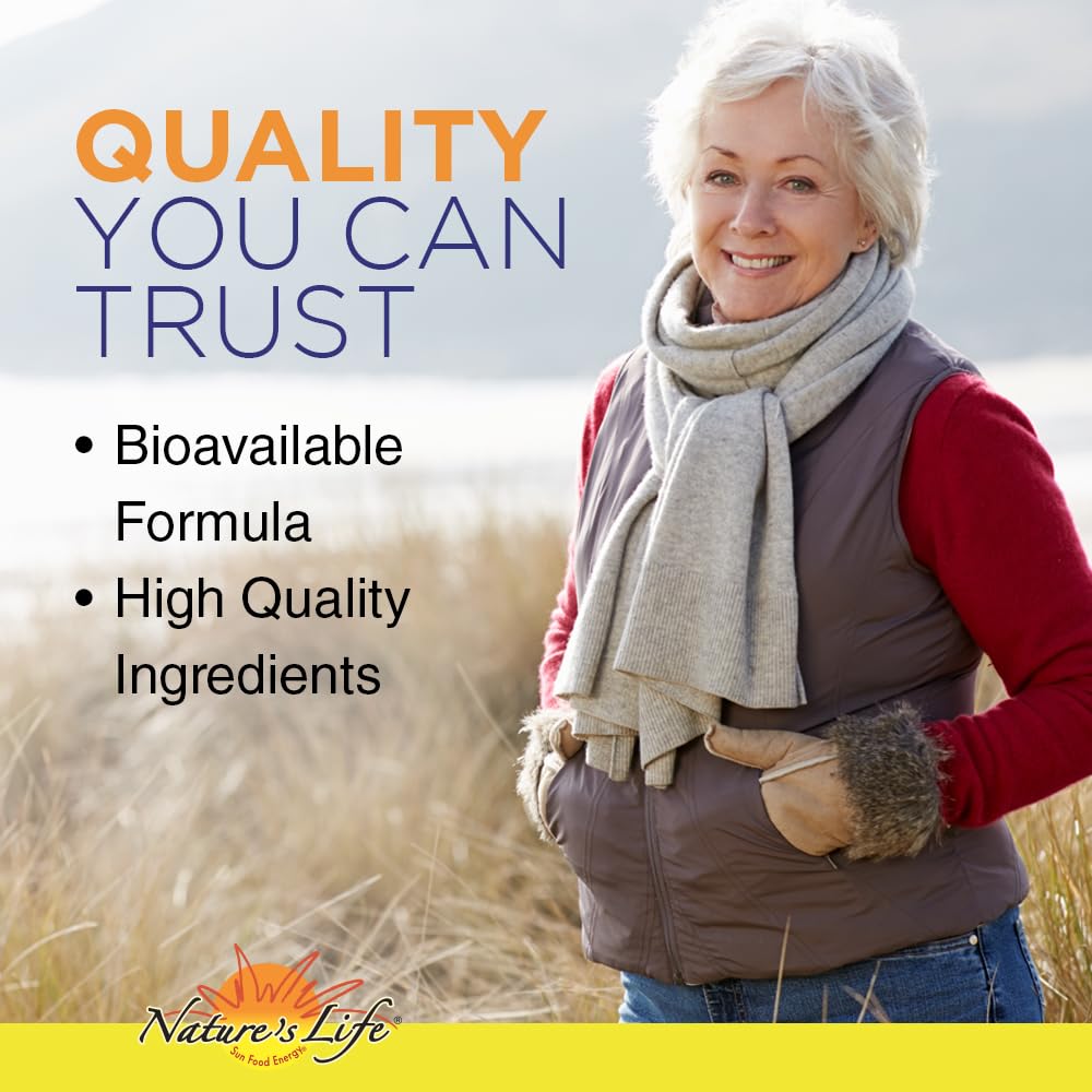 Bouteille de Nature's Life Strontium Plus D3 & K2 sur une table