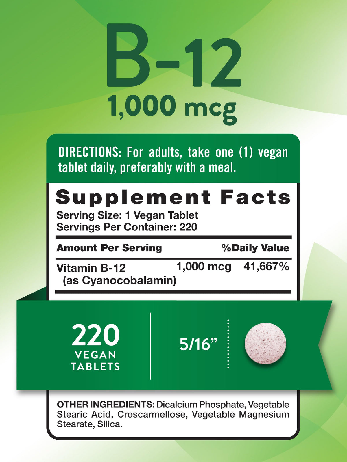 Bouteille de Nature's Truth Vitamine B12 220 comprimés vue latérale