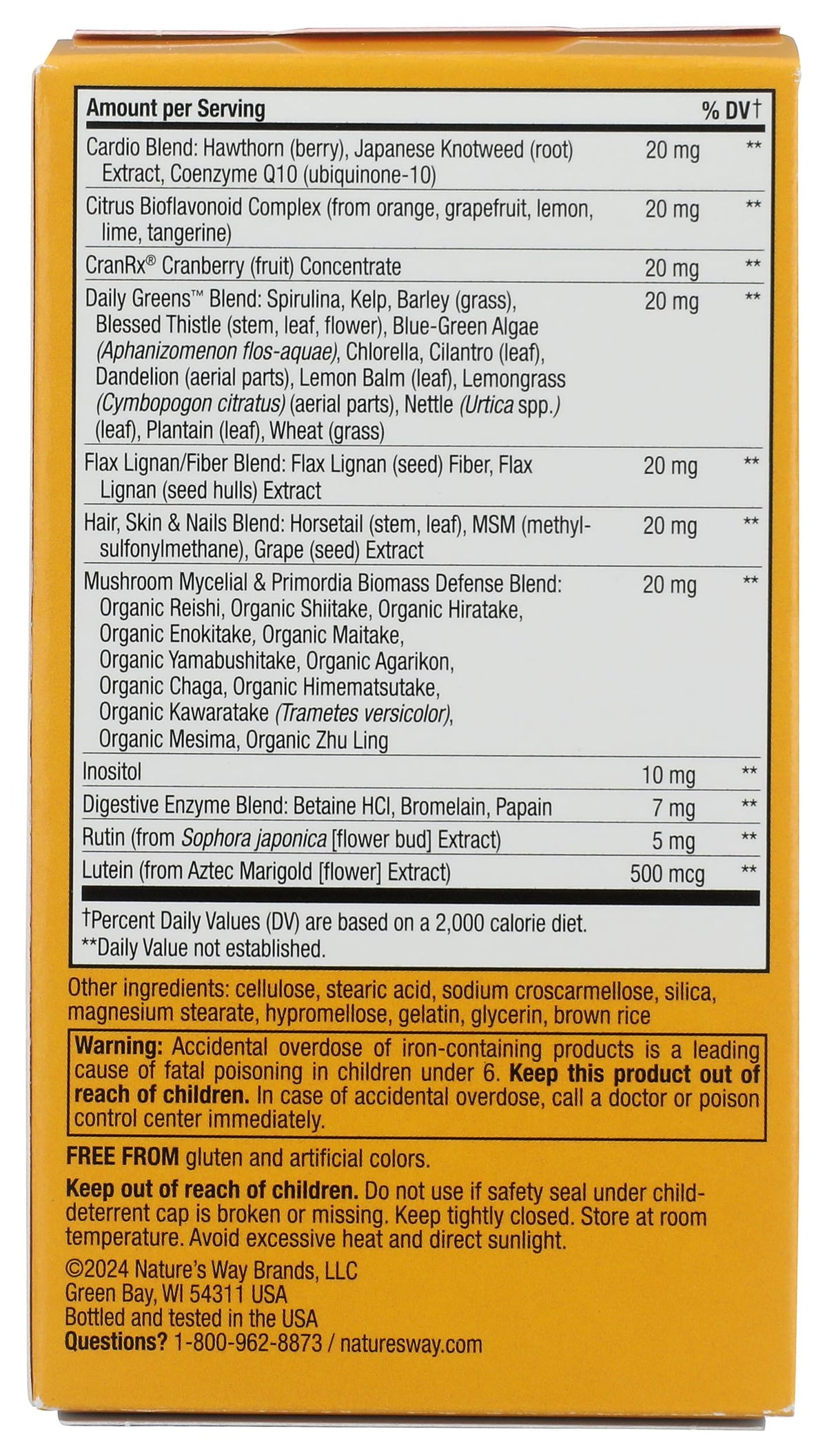 Bouteille de Nature's Way Multivitamin Femme 60 comprimés, vue de côté
