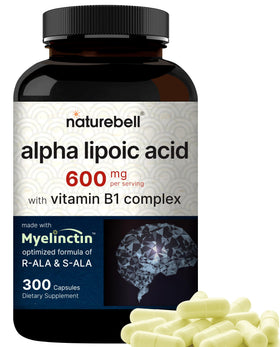 Bouteille de NatureBell Complexe Acide Alpha Lipoïque 600mg, vue avant