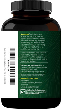 Bouteille de NatureBell Saw Palmetto avec ingrédients naturels