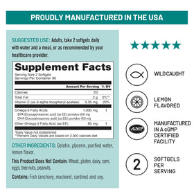 Bouteille de NatureWise Omega 3 en vue de côté