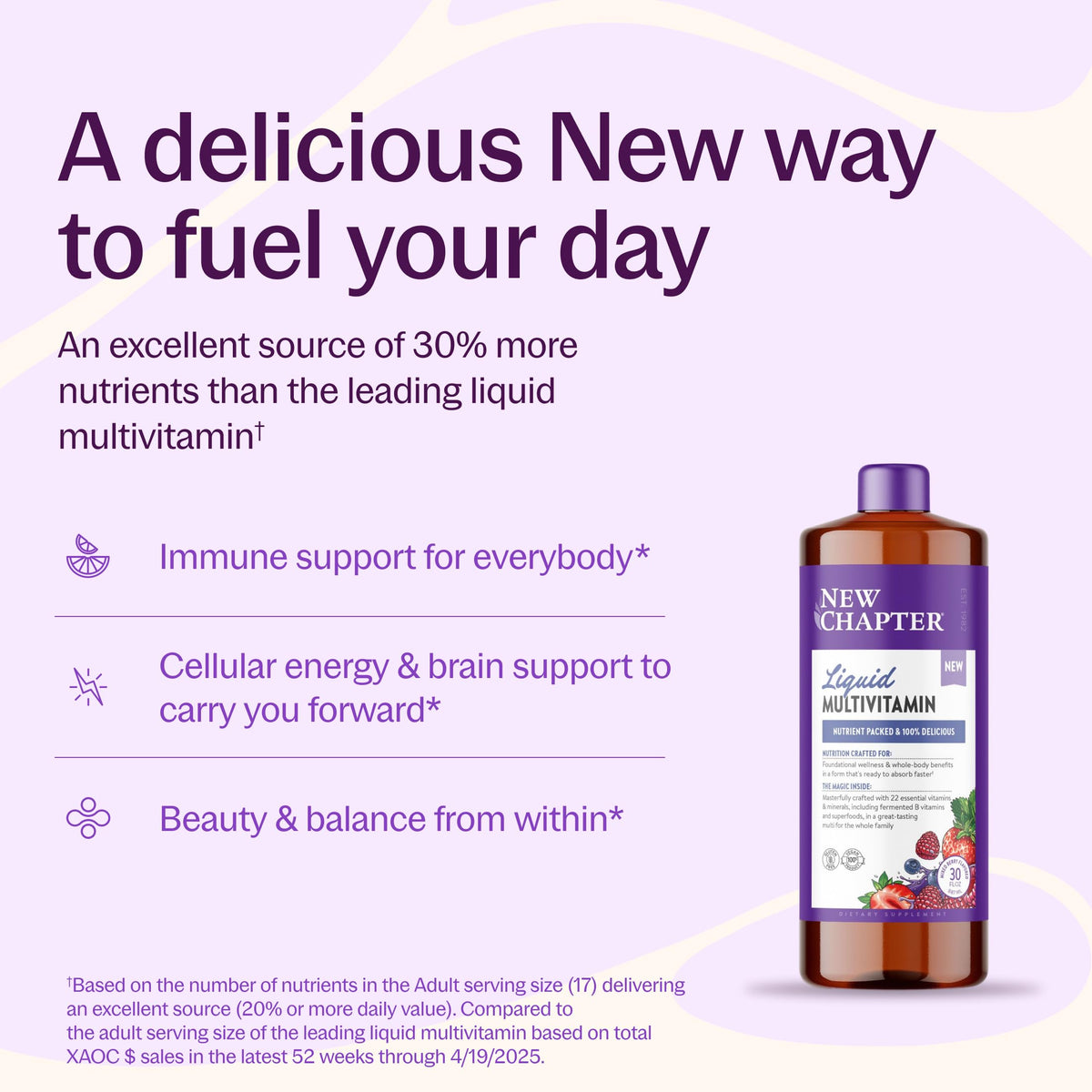 Bouteille de New Chapter Multivitamine Liquide 30 oz vue de face