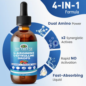 Bouteille de NIUTRLUXE L-Citrulline L-Arginine avec bouchon en verre