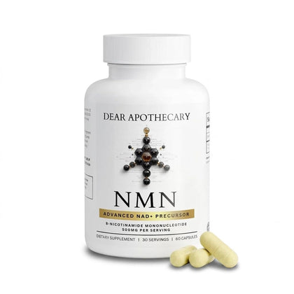 Bouteille de NMN 500mg Dear Apothecary avec 60 capsules
