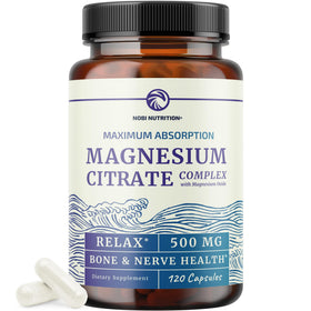Bouteille de Nobi Nutrition Citrate de Magnésium 500 MG vue de face