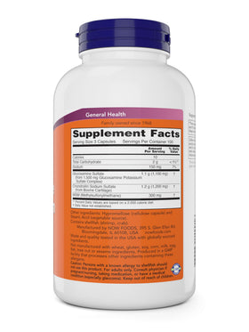 Bouteille de NOW Foods Glucosamine & Chondroitin avec étiquette bien visible