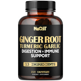 Bouteille de NUQIIT Compléments Alimentaires Gingembre 210 Capsules vue de face