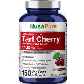 Bouteille de NusaPure Cerise Acide 1100 mg contenant 150 capsules végétales