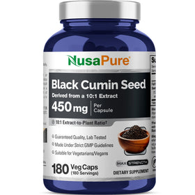 Bouteille de NusaPure Graines de Cumin Noir 450mg face avant