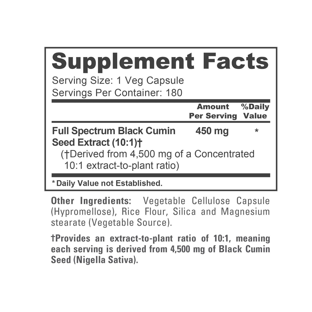 Bouteille de NusaPure Graines de Cumin Noir vue de côté