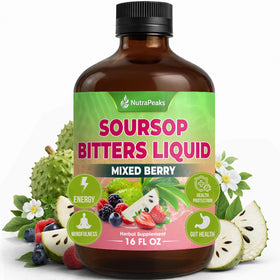 Bouteille de NutraPeaks Bitters Liquide Soursop 16 fl oz vue de face