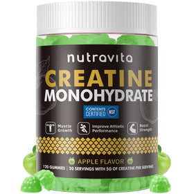 Bouteille de Nutravita Gummy de Créatine Monohydrate 120 gummies saveur pomme