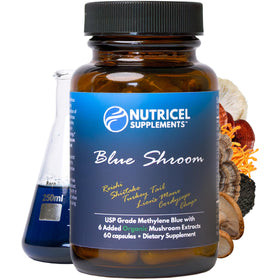 Bouteille de Nutricel Supplements avec capsules de bleu de méthylène