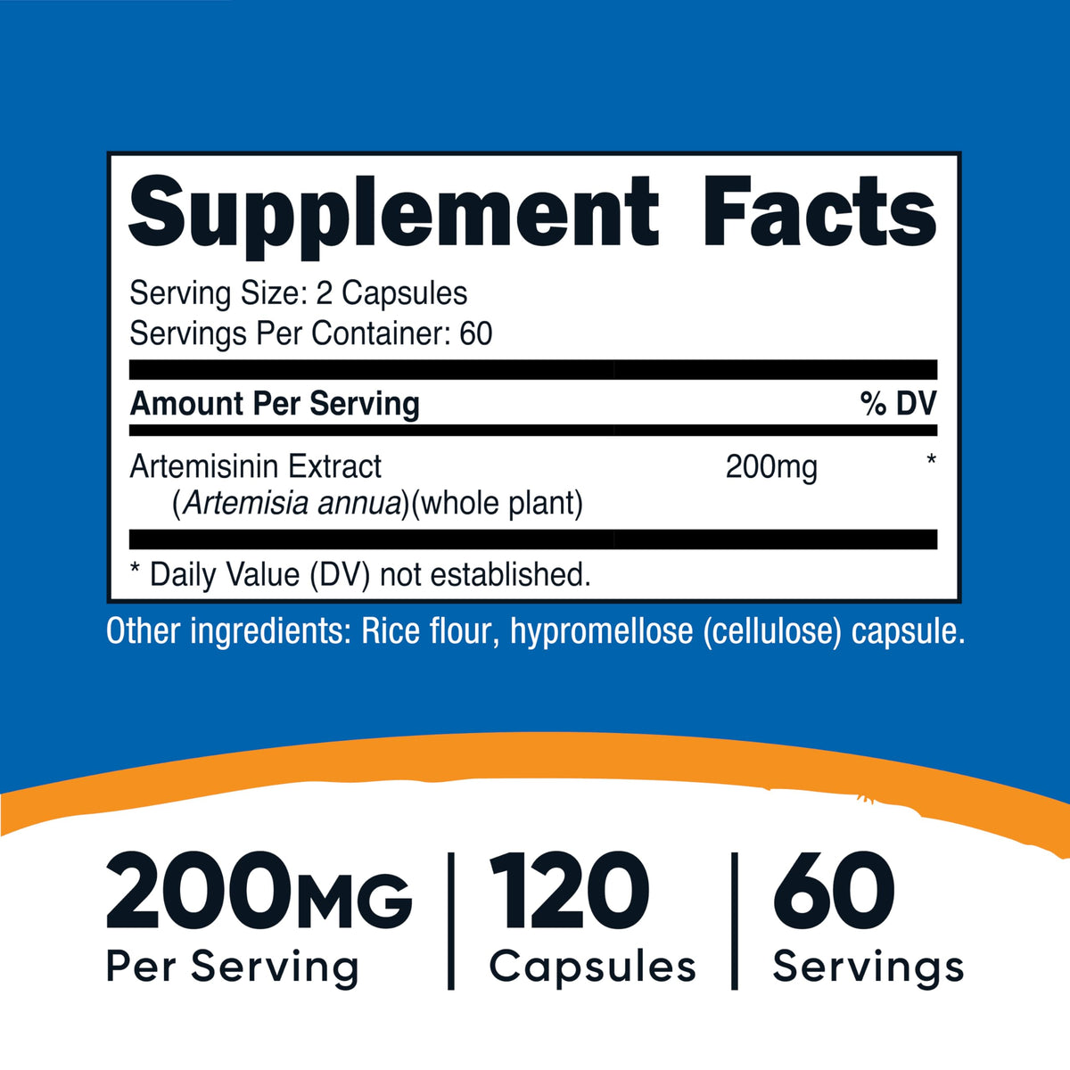 Bouteille de Nutricost Artemisinin 200mg avec étiquette