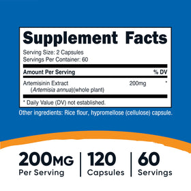 Bouteille de Nutricost Artemisinin 200mg avec étiquette