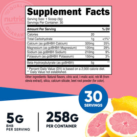 Bouteille de Nutricost BHB Salts Drink Mix avec étiquette détaillée