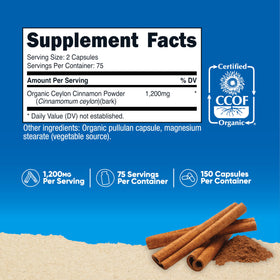 Bouteille de Nutricost Cannelle de Ceylan avec étiquette détaillée
