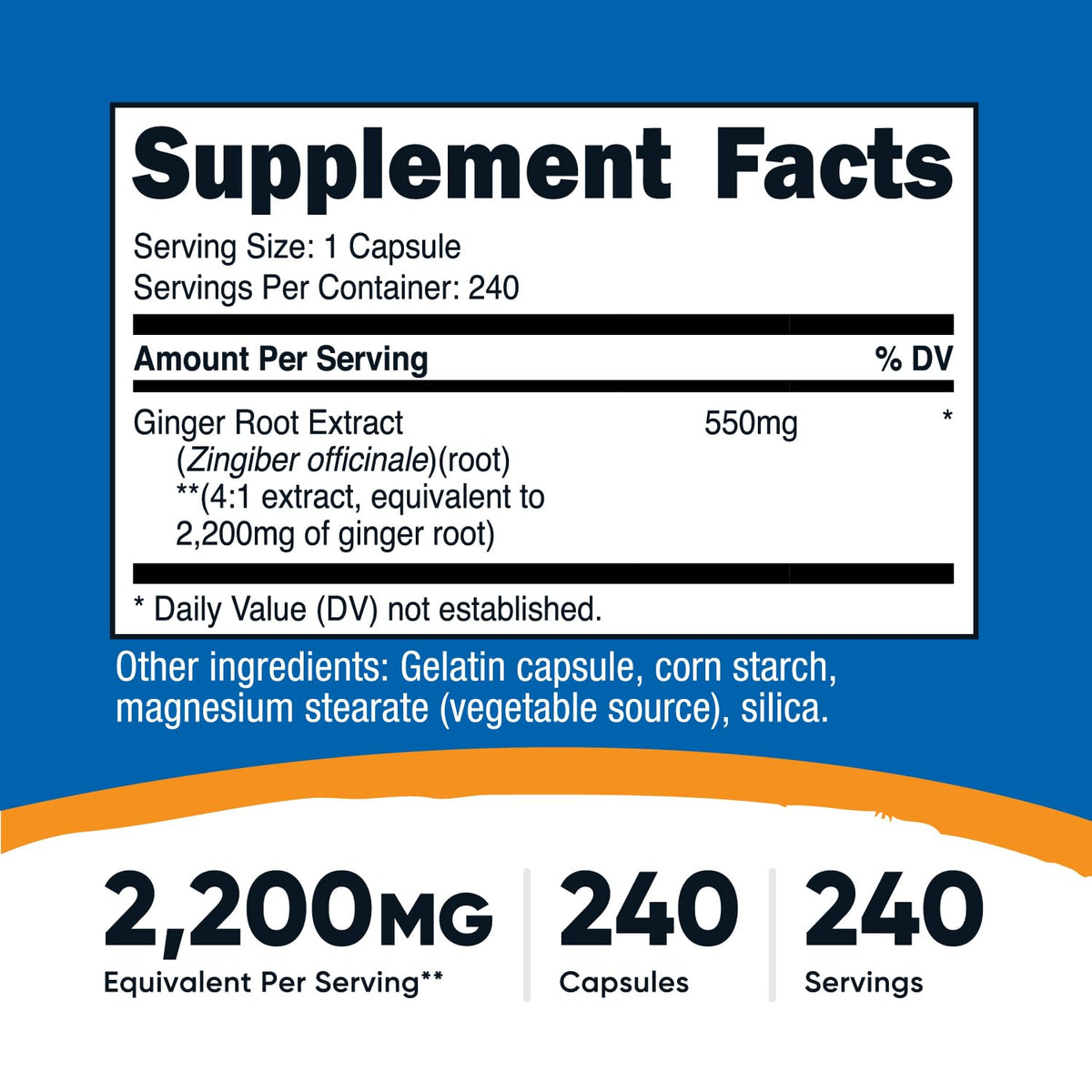 Bouteille de Nutricost Extrait de Gingembre avec étiquette visible