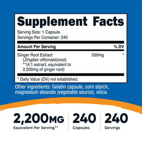 Bouteille de Nutricost Extrait de Gingembre avec étiquette visible