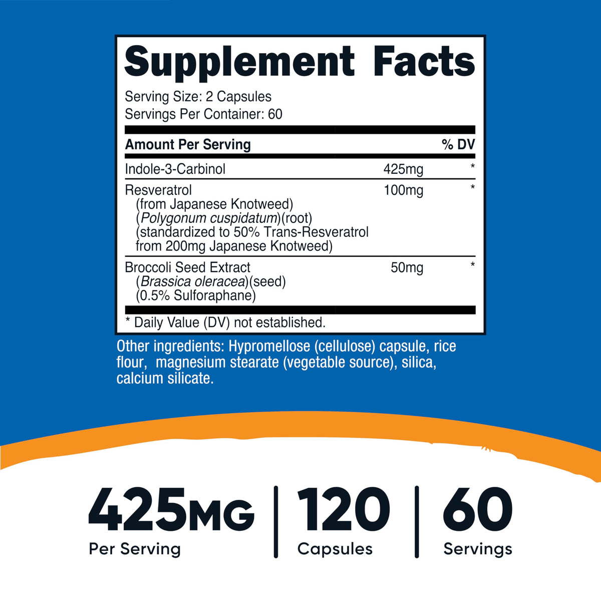 Bouteille de Nutricost Indole-3-Carbinol avec capsules