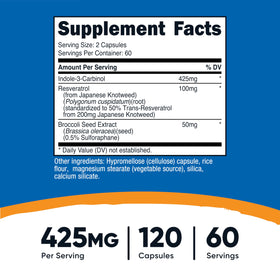 Bouteille de Nutricost Indole-3-Carbinol avec capsules
