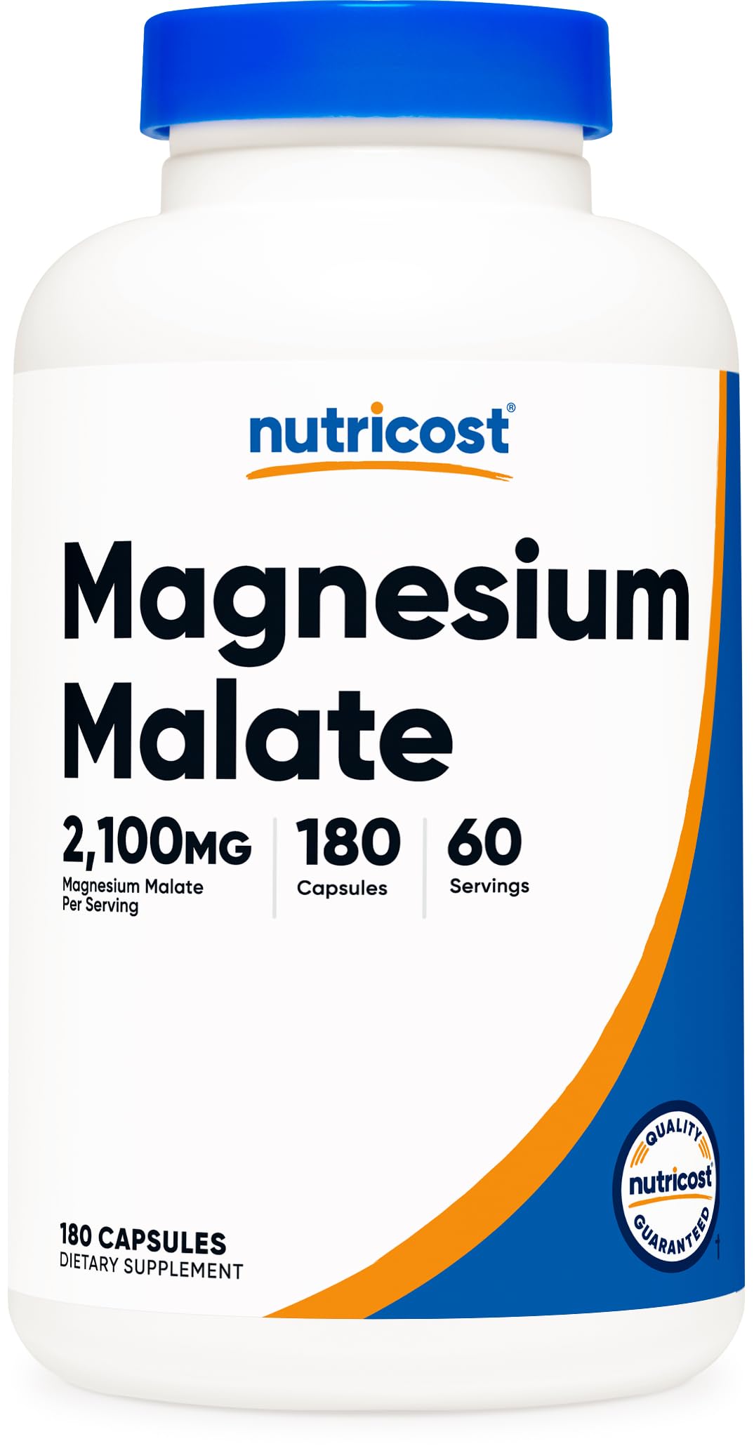 Bouteille de Nutricost Magnésium Malate 2 100 mg avec 180 gélules