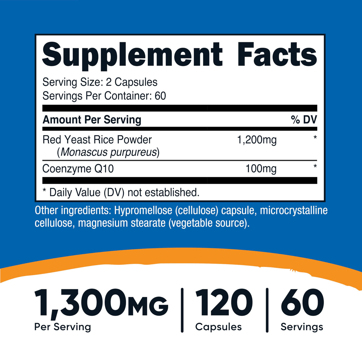 Bouteille de Nutricost Riz Rouge avec CoQ10 1300mg vue latérale