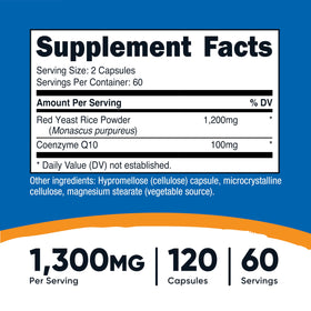 Bouteille de Nutricost Riz Rouge avec CoQ10 1300mg vue latérale