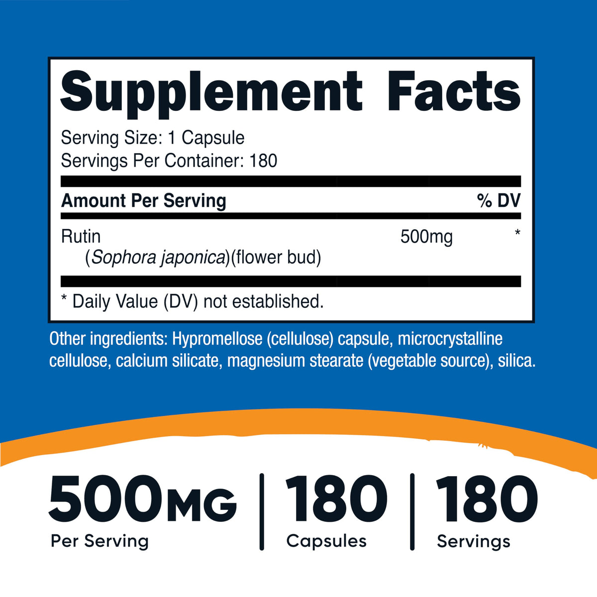 Bouteille de Nutricost Rutin 500mg avec étiquette