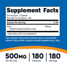 Bouteille de Nutricost Rutin 500mg avec étiquette
