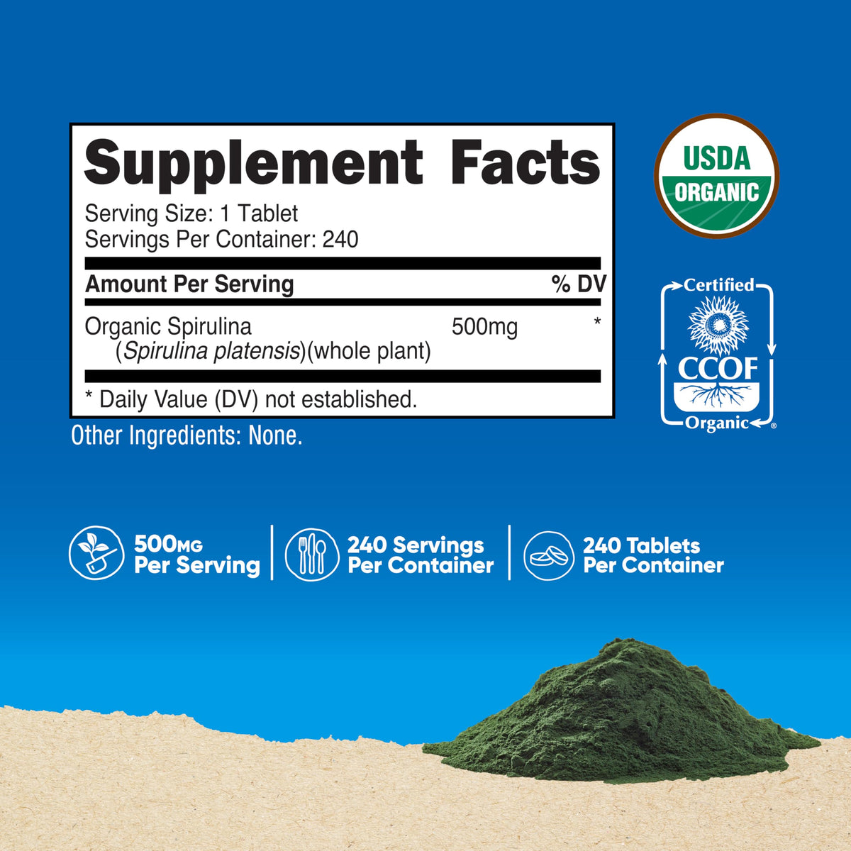 Bouteille de Nutricost Spiruline Bio avec étiquette visible