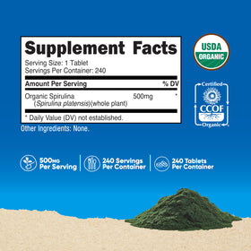 Bouteille de Nutricost Spiruline Bio avec étiquette visible