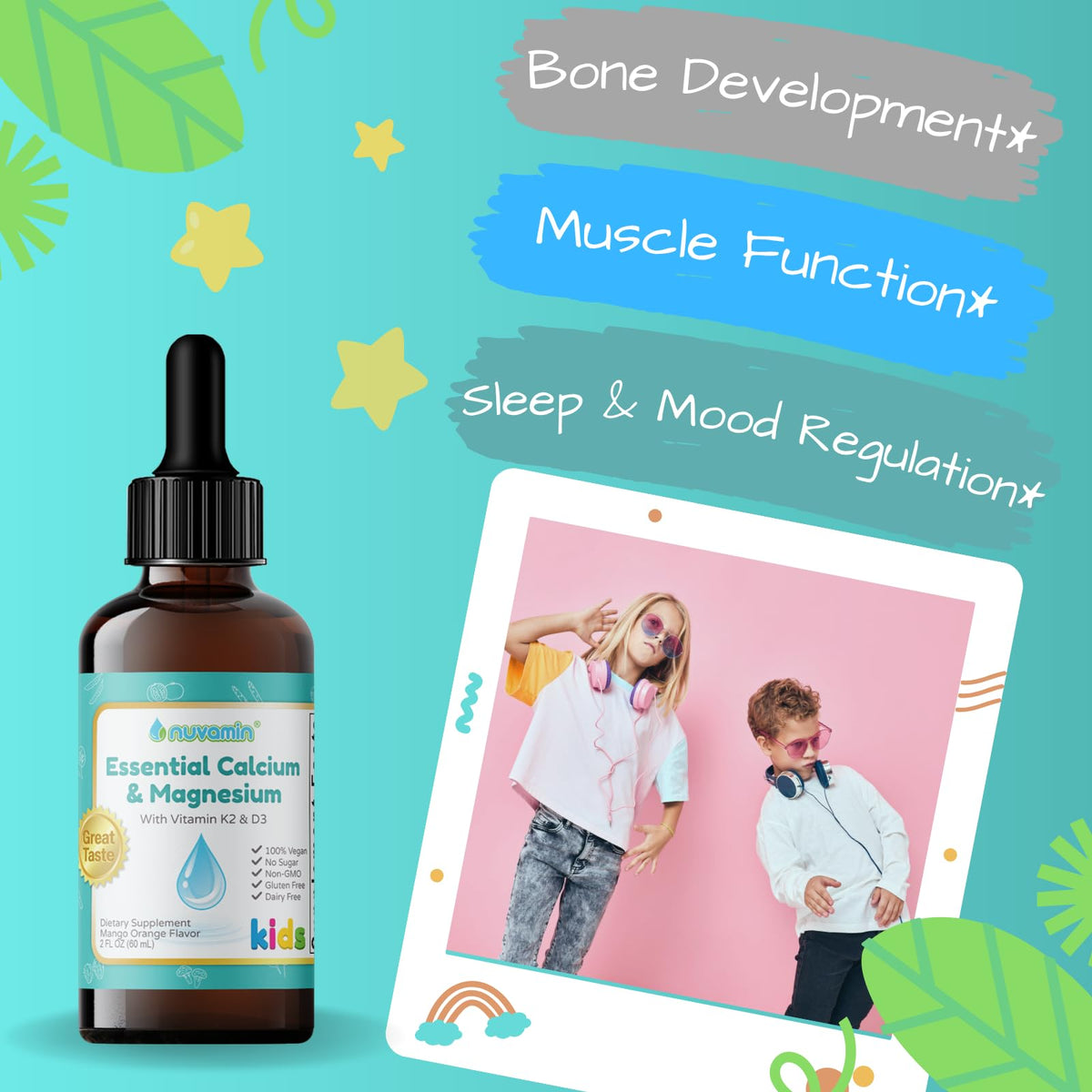 Bouteille de Nuvamin Calcium & Magnésium sur fond blanc