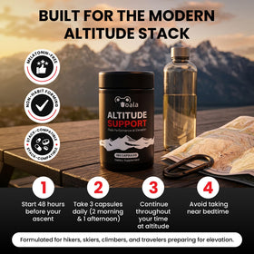 Bouteille de Ooala Altitude Support ouverte montrant les capsules à l'intérieur