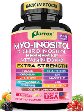 Bouteille de Parrox Myo-Inositol 90 capsules végétales vue de face