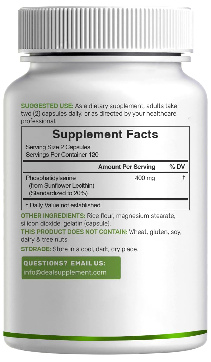 Bouteille de phosphatidylsérine 400mg avec gélules visibles