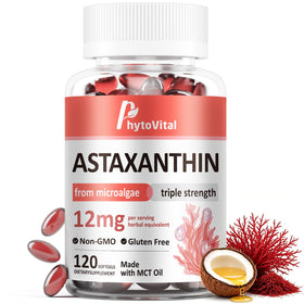 Bouteille de PhytoVital Astaxanthin 12mg avec huile MCT vue de face