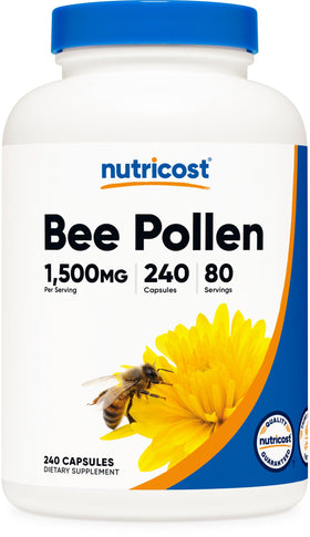 Bouteille de pollen d'abeille Nutricost avec 240 capsules