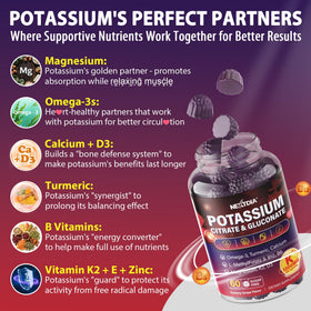 Bouteille de potassium Nextdia avec des gommes en arrière-plan