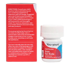 Bouteille de poudre de fer inodore You+yours, dimensions visibles
