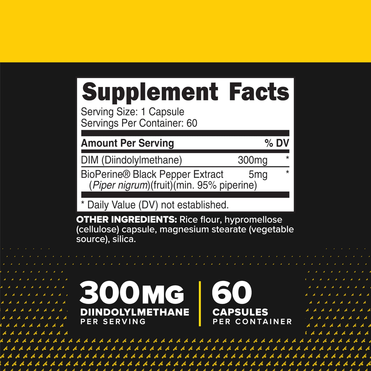 Bouteille de Primaforce DIM avec étiquette et capsules