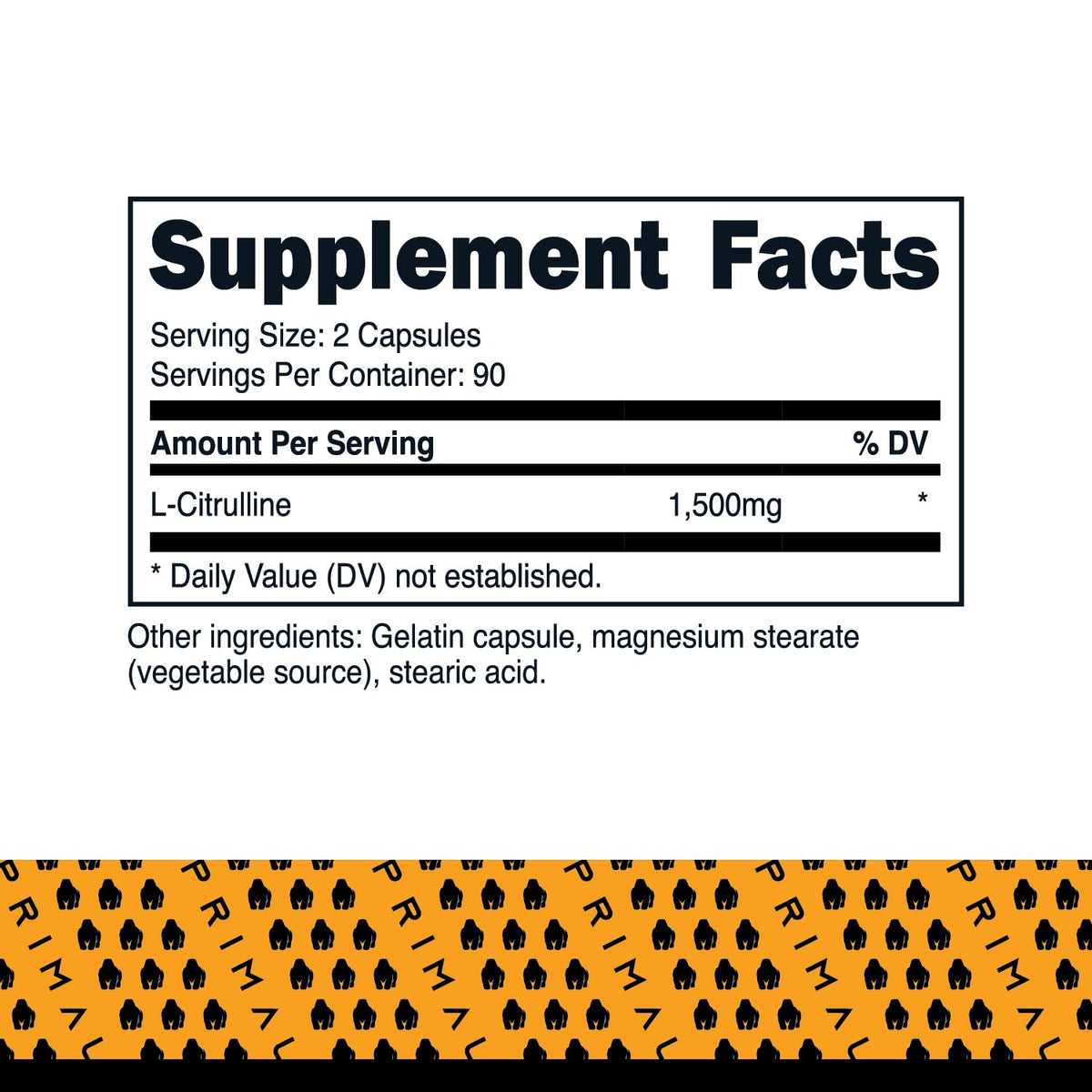 Bouteille de Primal L-Citrulline 180 capsules avec étiquette