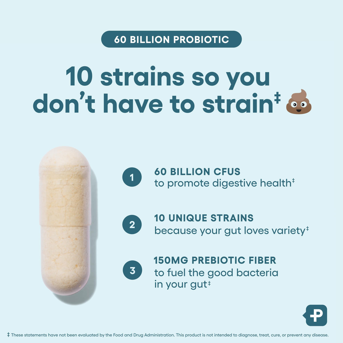 Bouteille de probiotiques Physician's CHOICE avec prébiotiques vue de côté