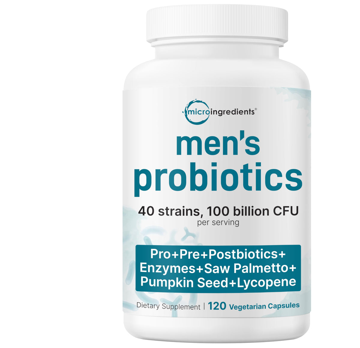 Bouteille de Probiotiques pour Hommes Micro Ingredients 120 capsules végétariennes