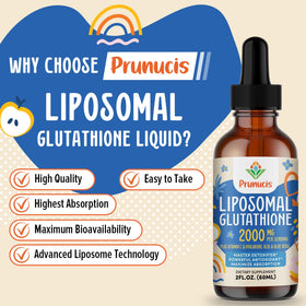Bouteille de Prunucis Liposomal Glutathione 2000MG ouverte avec dose